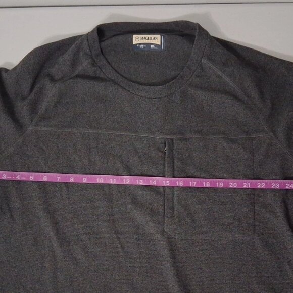 Magellan Shirt Mens 3XL Classic Fit LS Pullover Crew Neck Zip Chest Pocket Gray - Picture 9 of 11